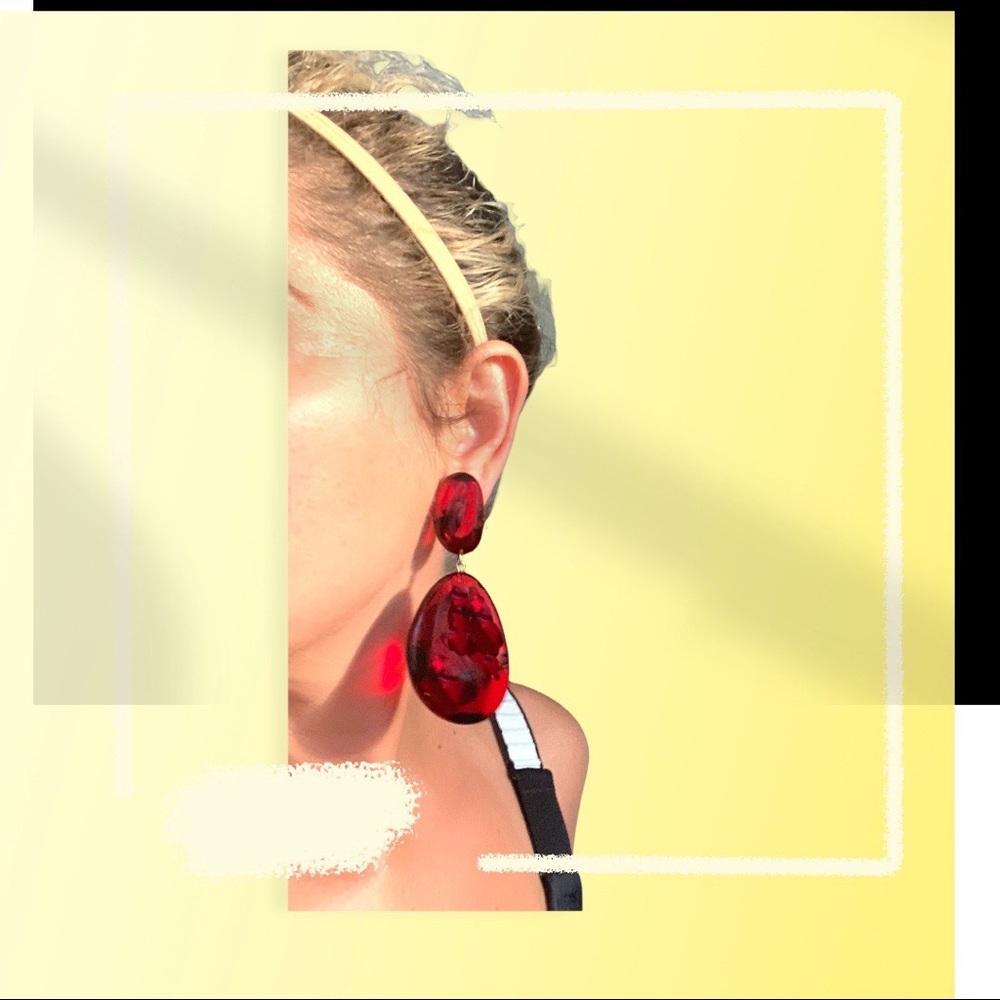 Red color acrylic drop earrings